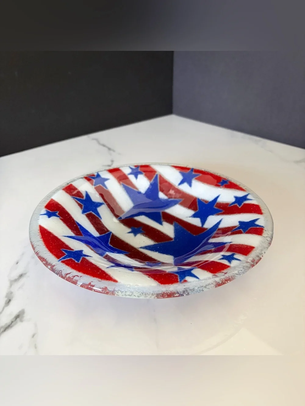 Stars & Stripes - Fourth of July Patriotic Bowl by Peggy Karr